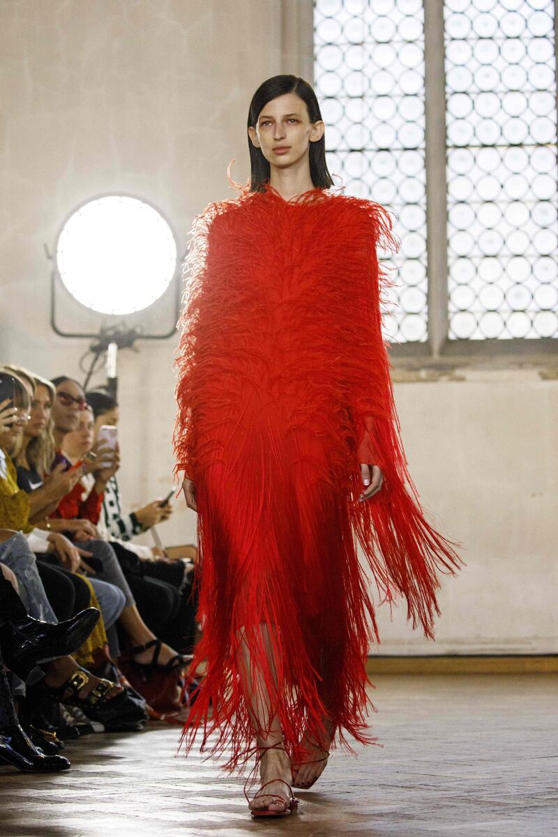 A fringed look by Sharon Wachaub for spring / summer 2020 at London Fashion Week. Tolga Akmen, AFP