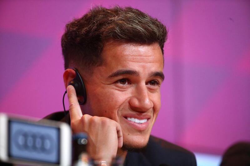 Bayern Munich's new signing Philippe Coutinho during the presentation. Reuters