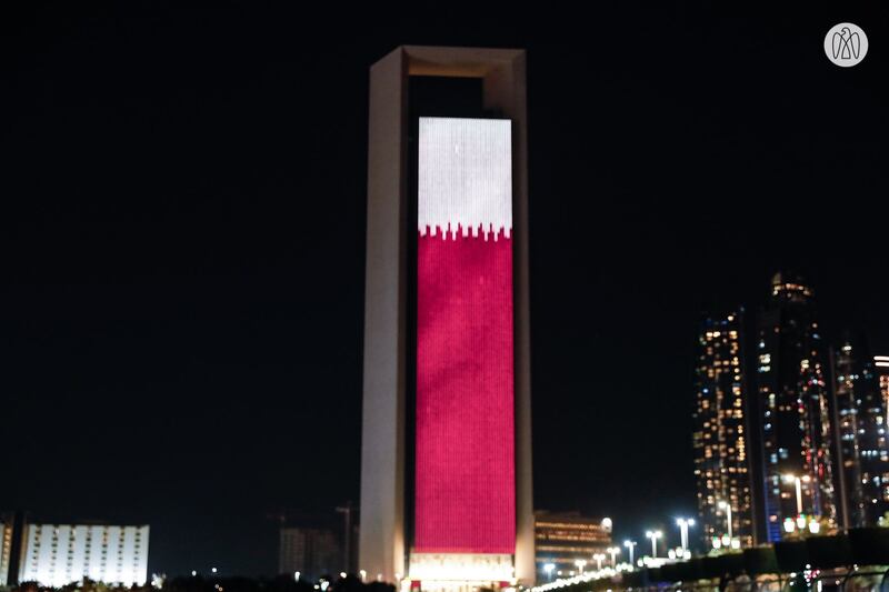 Adnoc's headquarters in Abu Dhabi are being illuminated in the colours and design of the Qatari flag for two days to celebrate Qatar National Day on December 18. All photos: AD Media Office