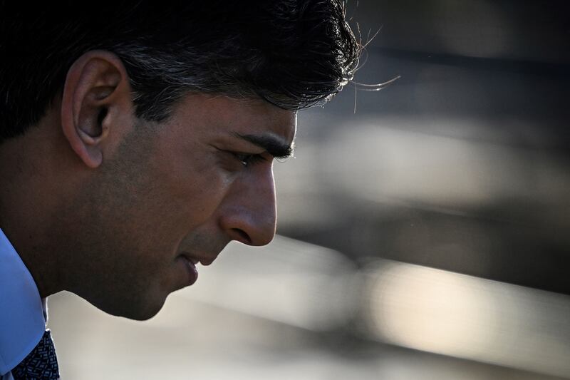 Britain's Prime Minister Rishi Sunak leaves Teesside University after a visit to Darlington. Reuters