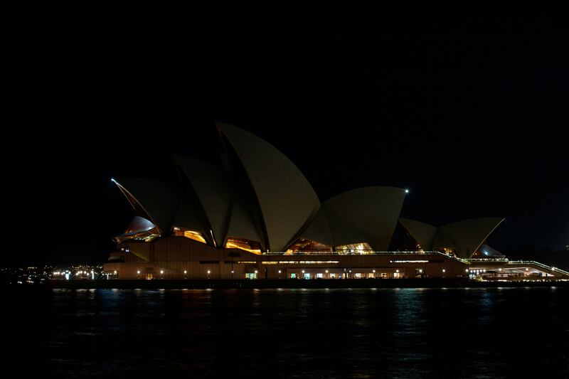 A view of the Sydney Opera House after lights were switched off. Reuters