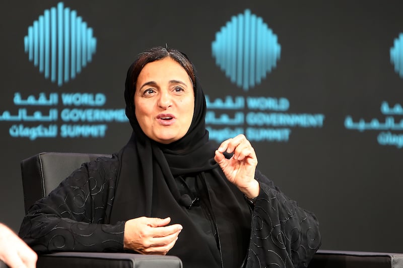 DUBAI , UNITED ARAB EMIRATES – Feb 13 , 2017 : Sheikha Lubna Al Qasimi , Minister of State For Tolerance , UAE speaking during the session on Co - Existing : Transcending Borders of Culture , Race & Religion in the World Government Summit 2017 held at Madinat Jumeirah in Dubai. ( Pawan Singh / The National ) For News. Story by Dana Moukhallati. ID No : 39010 *** Local Caption ***  PS1302- WGS03.jpg