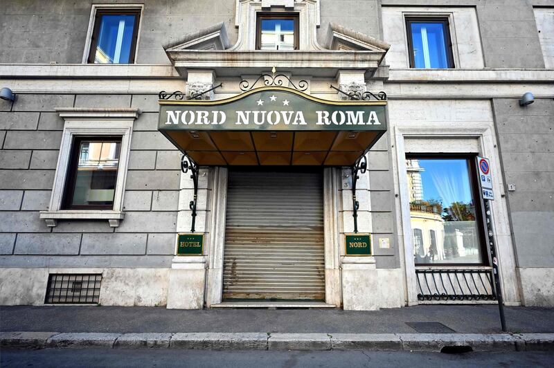 Hotel Nord Nuova Roma in Rome closed it's doors during Italy's lockdown aimed at curbing the spread of the COVID-19 infection, caused by the novel coronavirus.  The hotel is optimistic for its reopening. AFP / Alberto Pizzoli