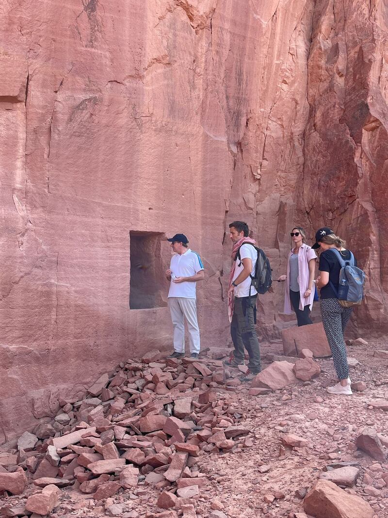 Ludovic Pouille was accompanied by officials of the French-Saudi archaeological mission during their visit to the site on Sunday.