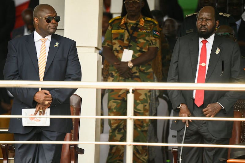 South Sudan's President Salva Kiir, right, and Vice President Riek Machar. AFP