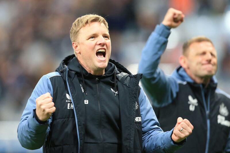Newcastle United coach Eddie Howe celebrates. Reuters