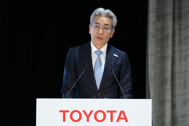 Masayoshi Shirayanagi, operating officer of Toyota Motor Corp., speaks during a news conference in Tokyo, Japan, on Wednesday, Feb. 6, 2019. Toyota cut its full-year net-income forecast after a slumping stock market forced it to write down the value of its equity holdings, adding to headwinds for the carmaker facing a shrinking global car market. Photographer: Akio Kon/Bloomberg