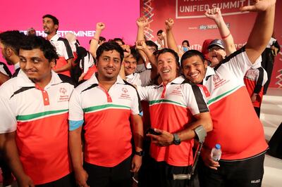 Abu Dhabi, United Arab Emirates - December 04, 2018: The UAE athletes. The Local Organizing Committee of Special Olympics World Games Abu Dhabi 2019 will be hosting its first major Media Summit ahead of the World Games due to take place from 14 - 21 March 2019. Tuesday the 4th of December 2018 at The Westin, Abu Dhabi. Chris Whiteoak / The National