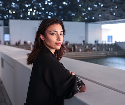 Emirati driver Amna Al Qubaisi during the launch for the 2024 Etihad Airways Abu Dhabi Grand Prix at the Louvre Abu Dhabi. Victor Besa / The National