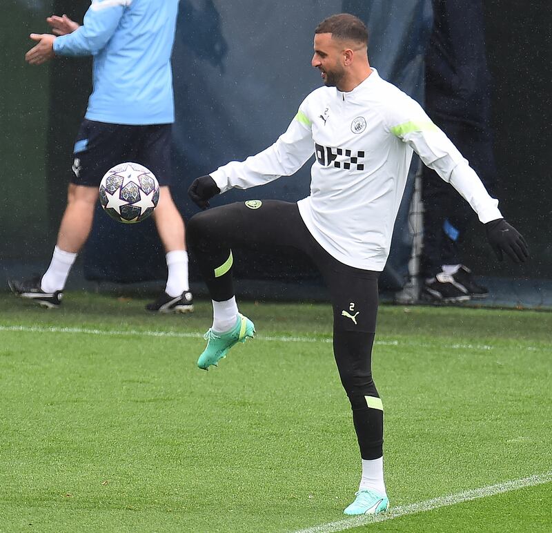 City defender Kyle Walker during training. EPA