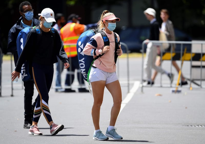 Storm Sanders walks back to the hotel after a training session in Melbourne. AFP