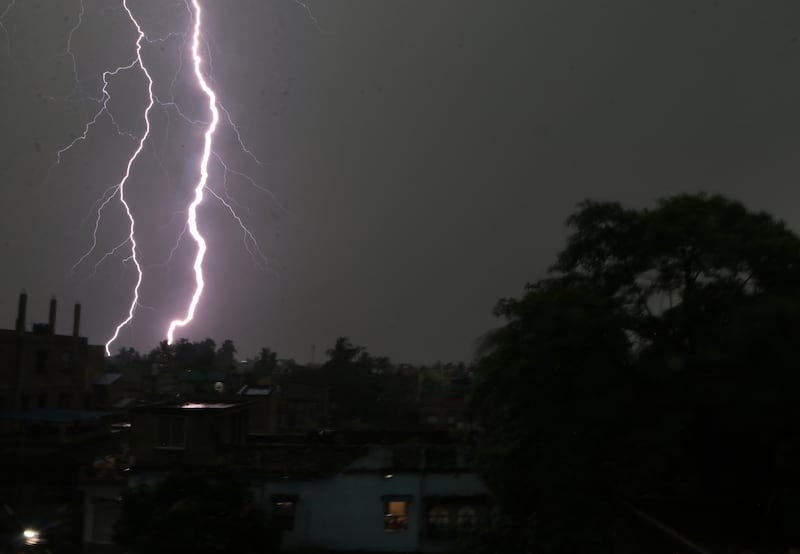 A lightning strike in April during a thunderstorm over India's eastern city of Kolkata. Heavy rain has been reported across the country in recent days. NurPhoto