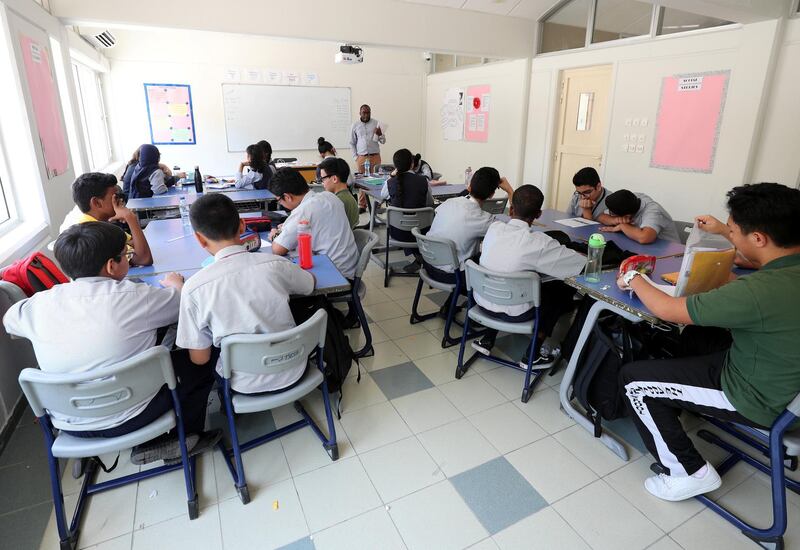 Dubai, United Arab Emirates - September 18, 2019: Tour of Apple International School, Class Room. Wednesday the 18th of September 2019. Dubai. Chris Whiteoak / The National