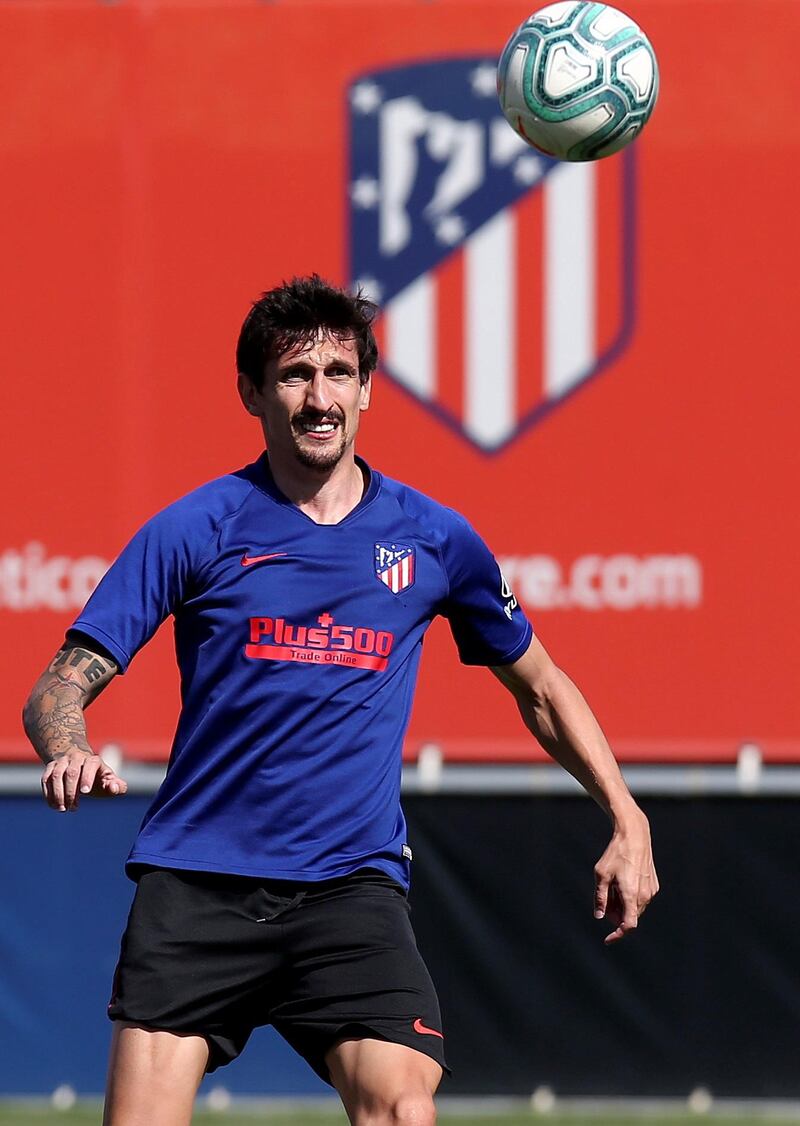 Stefan Savic attends a training session at Cerro del Espino sports complex. EPA