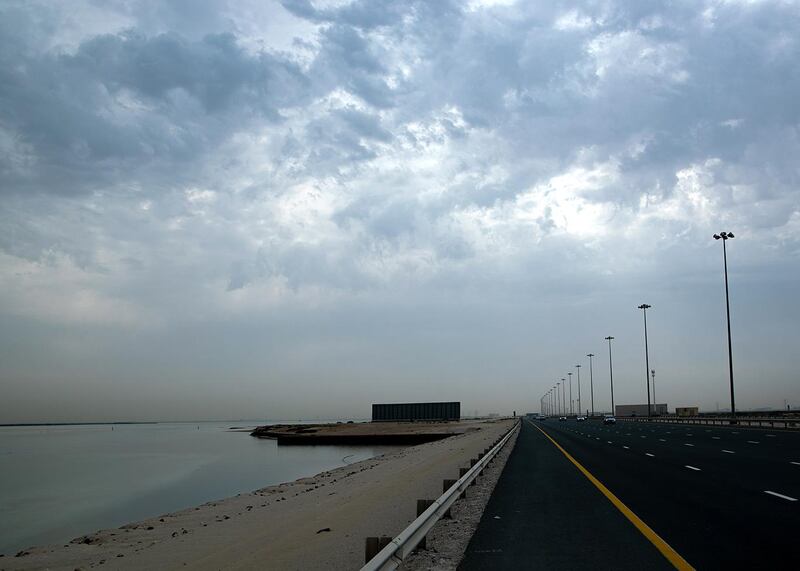 Cloudy weather along the E12, Saadiyat Island area in Abu Dhabi on April 27th, 2021. Victor Besa / The National.