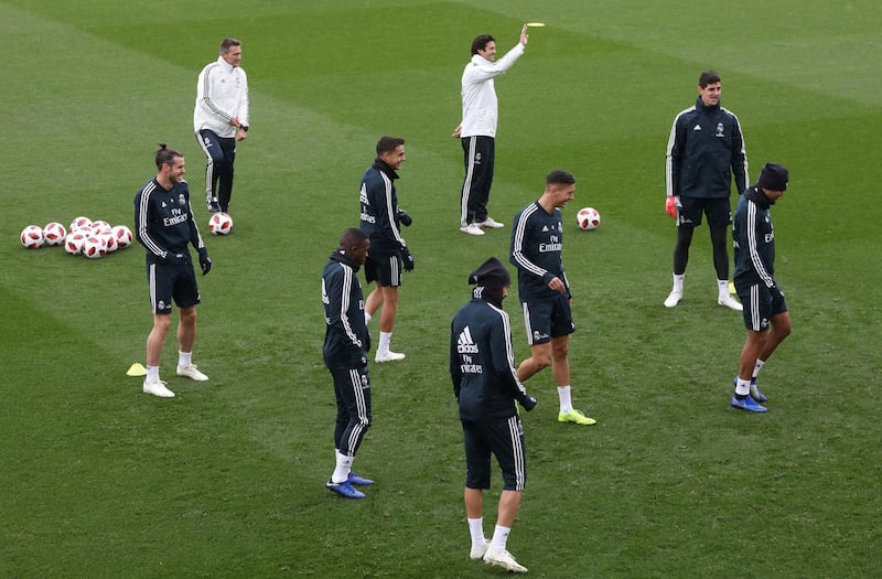 Real Madrid players training at Ciudad Real Madrid, Valdebebas, Madrid. Reuters