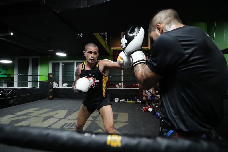 Bruno Machado training ahead of his exhibition fight against UFC great Anderson Silva on the Burj Al Arab.