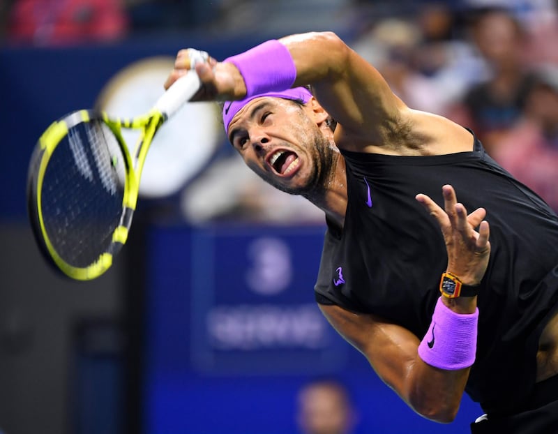 Rafael Nadal of Spain serves to Marin Cilic of Croatia in the fourth round on day eight of the 2019 U.S. Open tennis tournament at USTA Billie Jean King National Tennis Center. Reuters