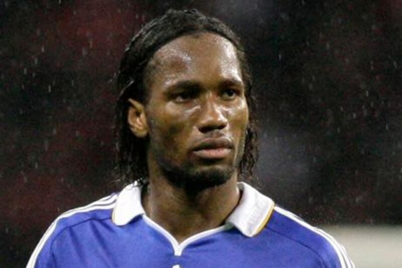 Chelsea's Didier Drogba leaves the field after getting the red card from referee Lubos Michel during the Champions League final soccer match against Manchester United at the Luzhniki Stadium in Moscow, Wednesday May 21, 2008.   (AP Photo/Ivan Sekretarev)
