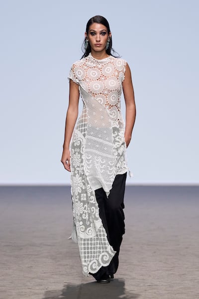 Reworked lace by Emergency Room, at Dubai Fashion Week. Photo: Emergency Room