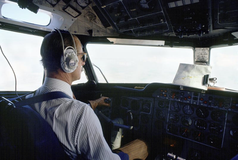 EL ASNAM, ALGERIA - OCTOBER 25:  Prince Philip Piloting A Flight To El Asnam In Algeria (exact Day Date Not Certain)  (Photo by Tim Graham Photo Library via Getty Images)