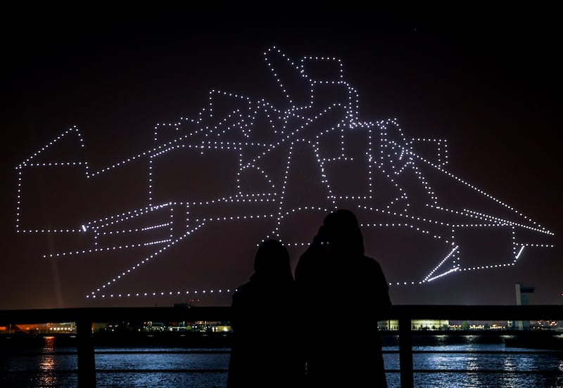 The drone light show, visible from Louvre Abu Dhabi, is part of Manar Abu Dhabi. All photos: Victor Besa / The National