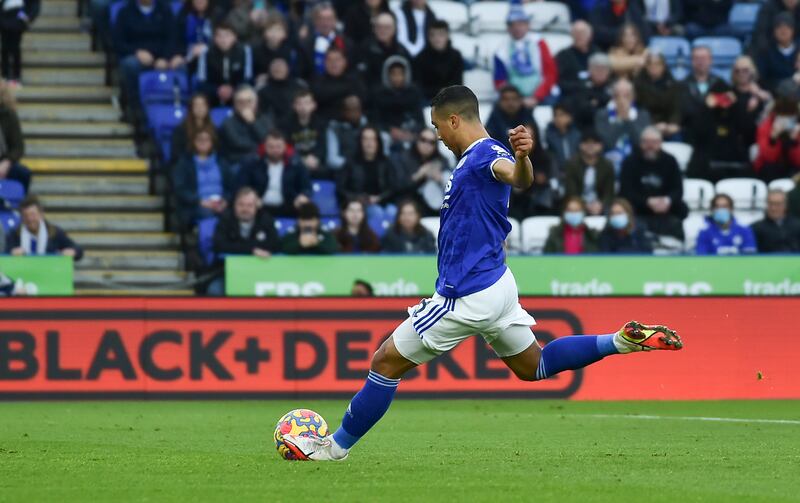 Youri Tielemans scores the penalty to give Leicester the lead against Newcastle. AP