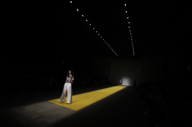 A model presents creations from Brazilian label Handred, during Sao Paulo Fashion Week in Sao Paulo, Brazil. The 46th edition of Sao Paulo Fashion Week will be held from 21 to 26 October 2018.  EPA