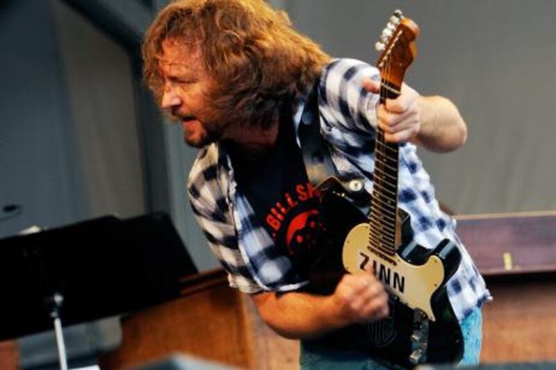 NEW ORLEANS - MAY 01: Pearl Jam's Jazz Fest Performance Broadcast LIVE to Military in Iraq. Pearl Jam's Eddie Vedder performs at the 2010 New Orleans Jazz & Heritage Festival - Day 6 Presented By Shell at the Fair Grounds Race Course on May 1, 2010 in New Orleans, Louisiana.   Rick Diamond/Getty Images/AFP