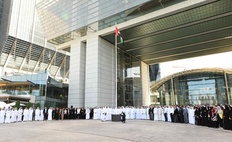 The Commemoration Day ceremony at Abu Dhabi Global Market on Al Maryah Island. Courtesy ADGM