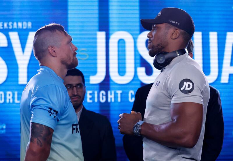 Oleksandr Usyk and Anthony Joshua face off in London. Action Images