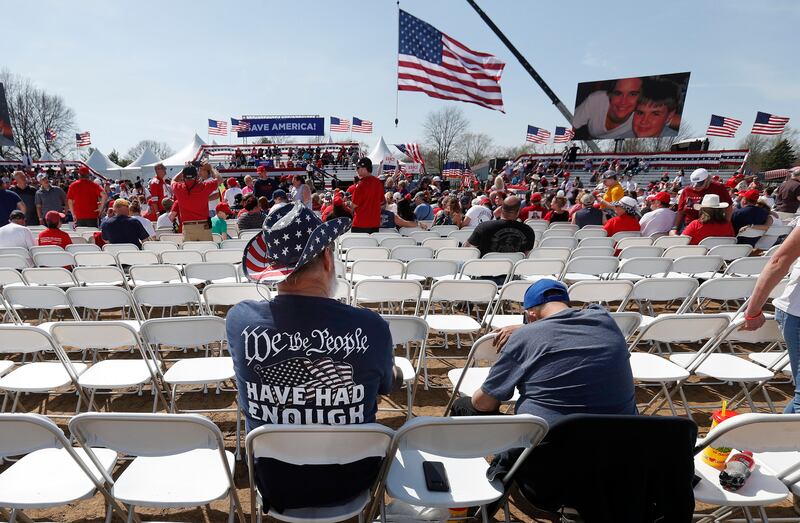 Supporters of former US president Donald Trump at Saturday's Save America rally.  EPA