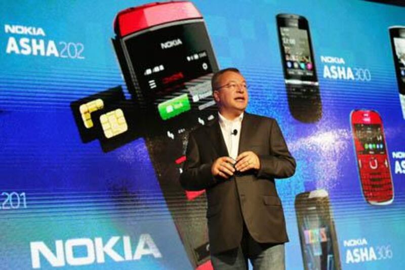 NEW YORK, NY - SEPTEMBER 05: Nokia Chief Executive Stephen Elop introduces the new Nokia Lumia 920 and 820 Windows smartphones during a joint event with Microsoft on September 5, 2012 in New York City. The new Nokia phones are the first smartphones built for Windows 8. Analysts see the new phones as Nokia's last chance to compete with fellow technology companies Apple and Samsung in the lucrative smartphone market.   Spencer Platt/Getty Images/AFP== FOR NEWSPAPERS, INTERNET, TELCOS & TELEVISION USE ONLY ==

