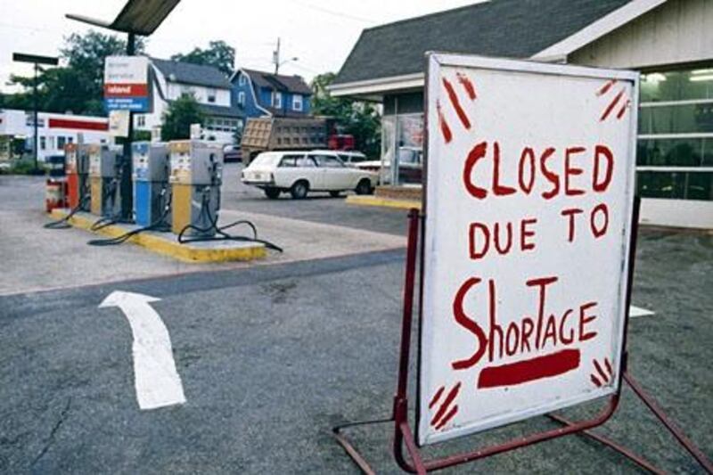 A closed gas station is seen in 1973 during the energy crisis, location unknown.  (AP Photo)?