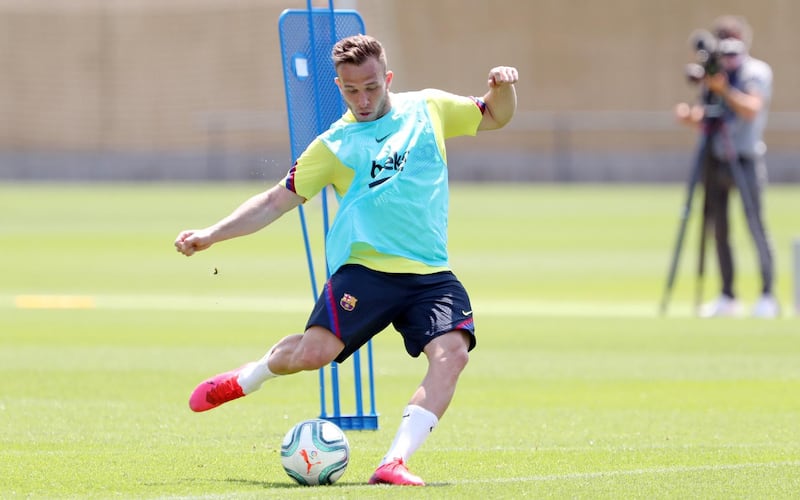 Arthur Melo during a training session at Ciutat Esportiva Joan Gamper. Getty Images