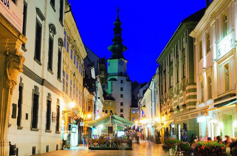 St Michaels Gate is one of the best places to begin a wander through the pedestrianised streets of Bratislava and explore the capital city of Slovakia. Courtesy Corbis