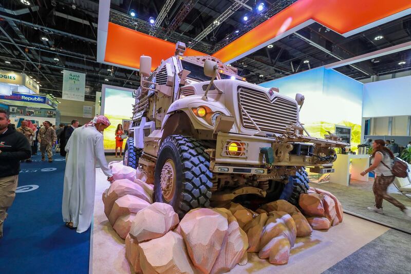 Abu Dhabi, U.A.E., February 18, 2019. INTERNATIONAL DEFENCE EXHIBITION AND CONFERENCE  2019 (IDEX) Day 2--  The MAXXPRO vehicle,
Victor Besa/The National
