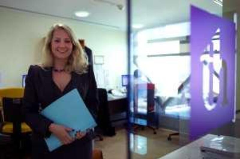 Abu Dhabi, UAE - September 28, 2009 -  Louisa Lynch, 27,  in the offices of Trowers and Hamlins. (Nicole Hill / The National) *** Local Caption ***  NH Lynch05.jpg