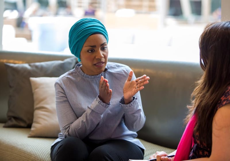 Nadiya Hussain talked about her life and books at the Emirates Airline Festival of Literature in 2017. Victor Besa for The National.