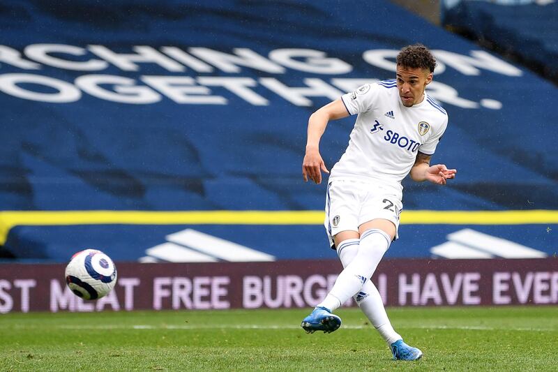 Rodrigo scores Leeds' third goal. Getty