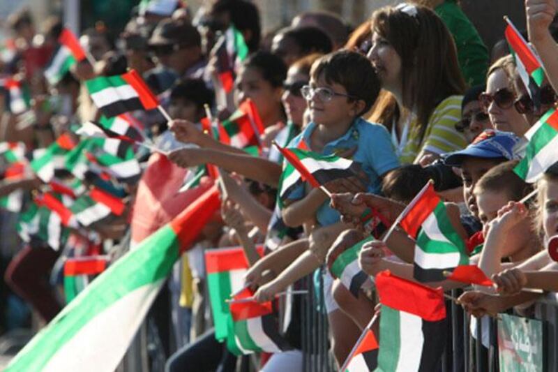 Dubai, United Arab Emirates, Dec 02, 2012 -  The national day parade at Emaar boulevar , downtown Dubai.( Jaime Puebla / The National Newspaper )