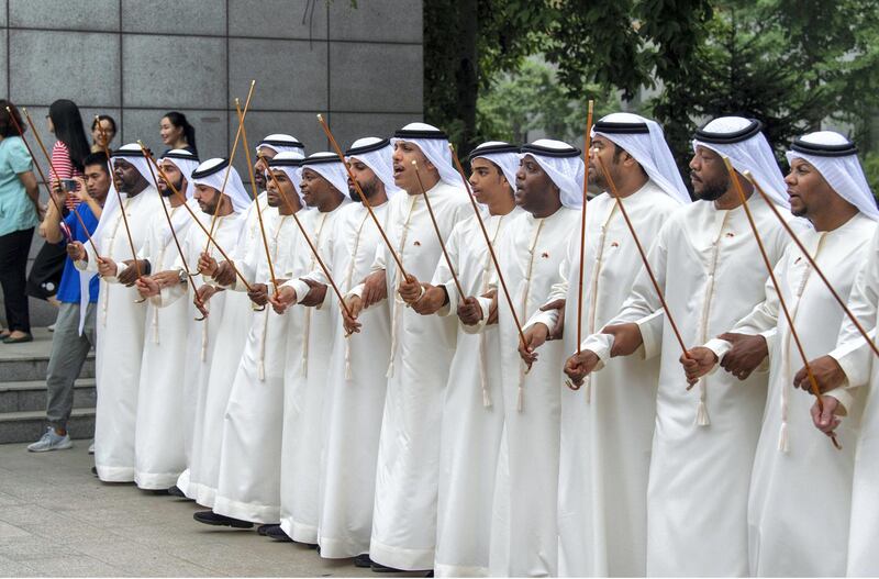Onlookers were greeted with the performances from the Emirati men. Courtesy WAM