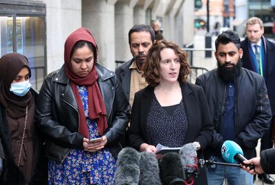 The Crown Prosecutions Services' Hellen Ellwood outside the Old Bailey in London with members of Nessa's family after Koci Selamajj's guilty plea. PA