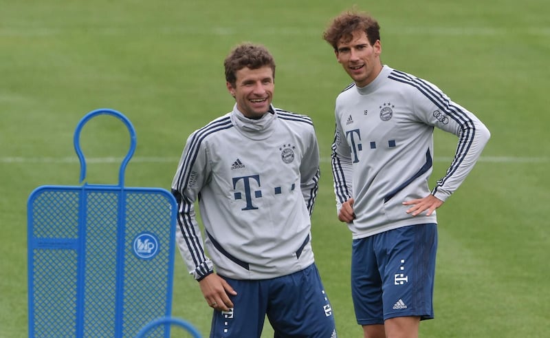 Bayern Munich's Thomas Muller alongside Leon Goretzka. AFP