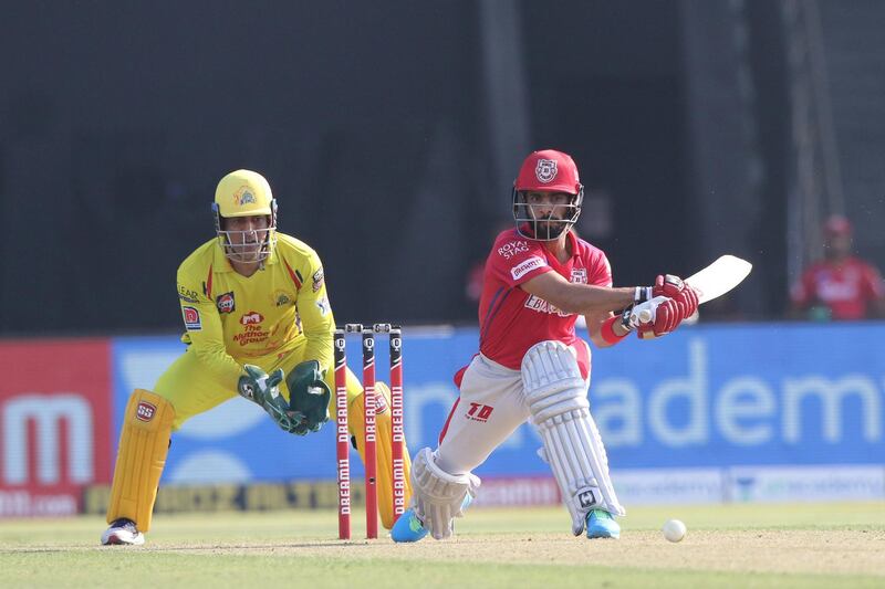 Mandeep Singh of Kings XI Punjab  plays a shot during match 53 of season 13 of the Dream 11 Indian Premier League (IPL) between the Chennai Super Kings and the Kings XI Punjab at the Sheikh Zayed Stadium, Abu Dhabi  in the United Arab Emirates on the 1st November 2020.  Photo by: Pankaj Nangia  / Sportzpics for BCCI