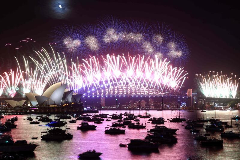 More than 7,000 fireworks were launched from Sydney Harbour Bridge and a further 2,000 from the nearby Opera House. AFP


