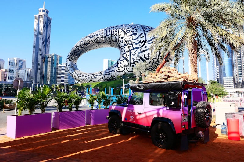 The camp is set against the backdrop of the Dubai International Financial Centre.