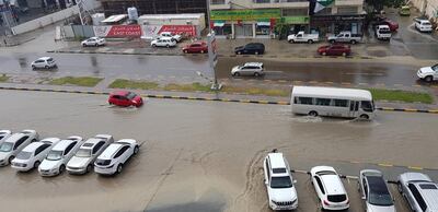 Flooding along Hamad Bin Abdullah Street in Fujairah city. Ruba Haza/ The National