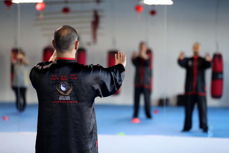 Dubai, United Arab Emirates - Reporter: Sarwat Nasir. Lifestyle. Mohammed Moghazy during a Tai Chi session. Tuesday, February 2nd, 2021. Dubai. Chris Whiteoak / The National