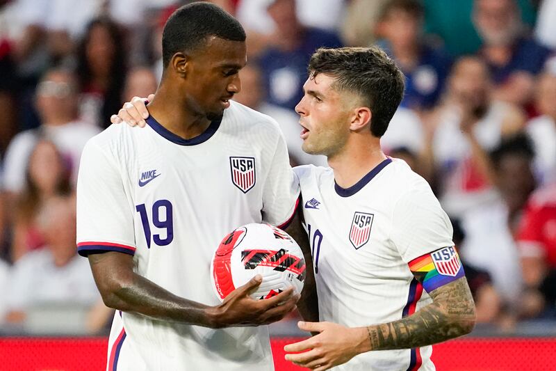 Christian Pulisic, right, is the face of the USA men's football team but has been struggling for game time at club side Chelsea. AP Photo